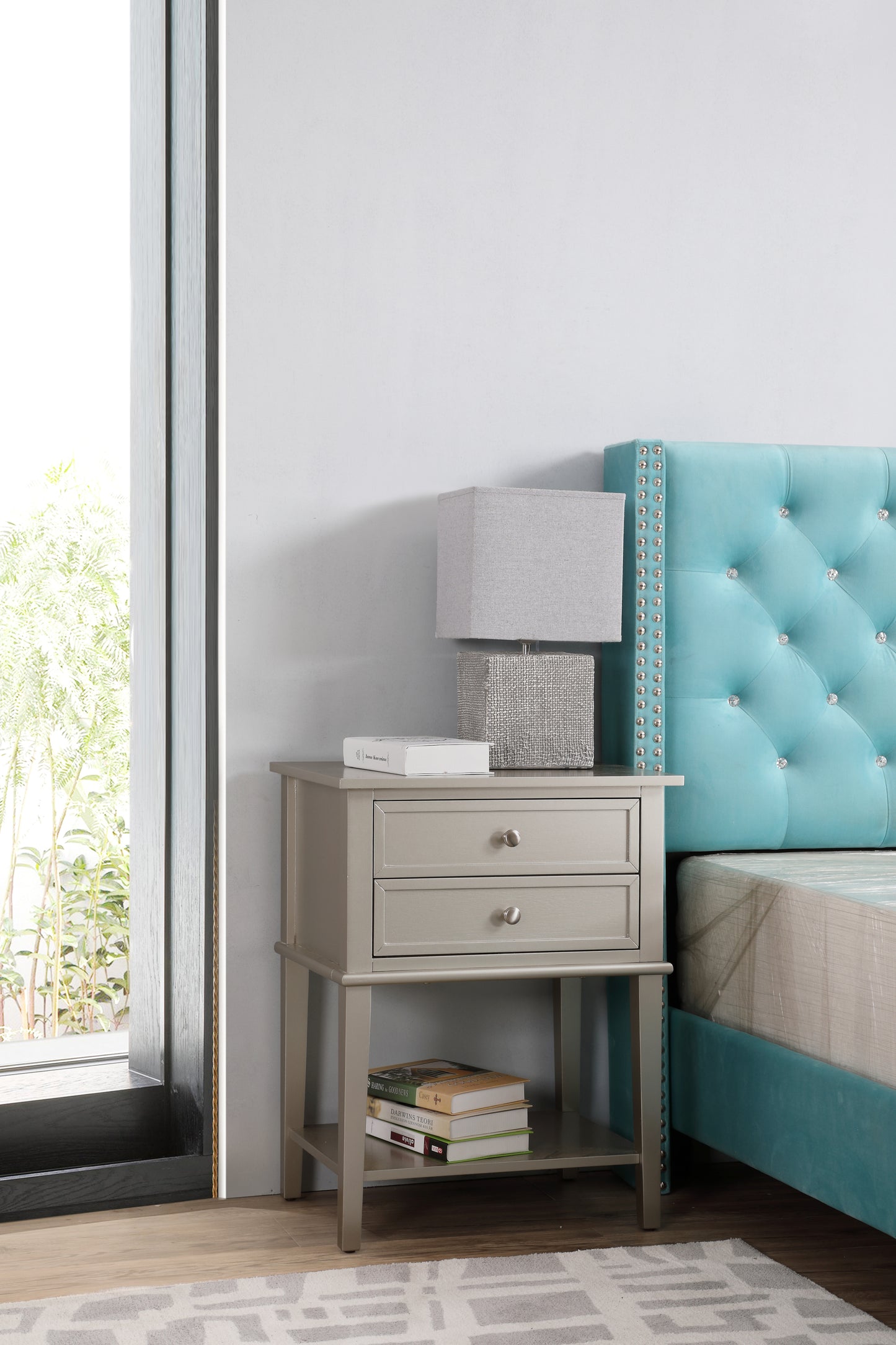 Stylish Silver Champagne Nightstand
