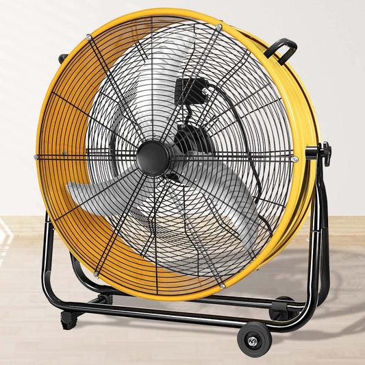 30 in. 3 Speed Yellow Heavy Duty Metal Industrial Drum Fan, Air Circulation