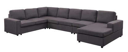 Tifton 146.5" Modular Sectional Sofa with Reversible Chaise in Dark Gray Linen