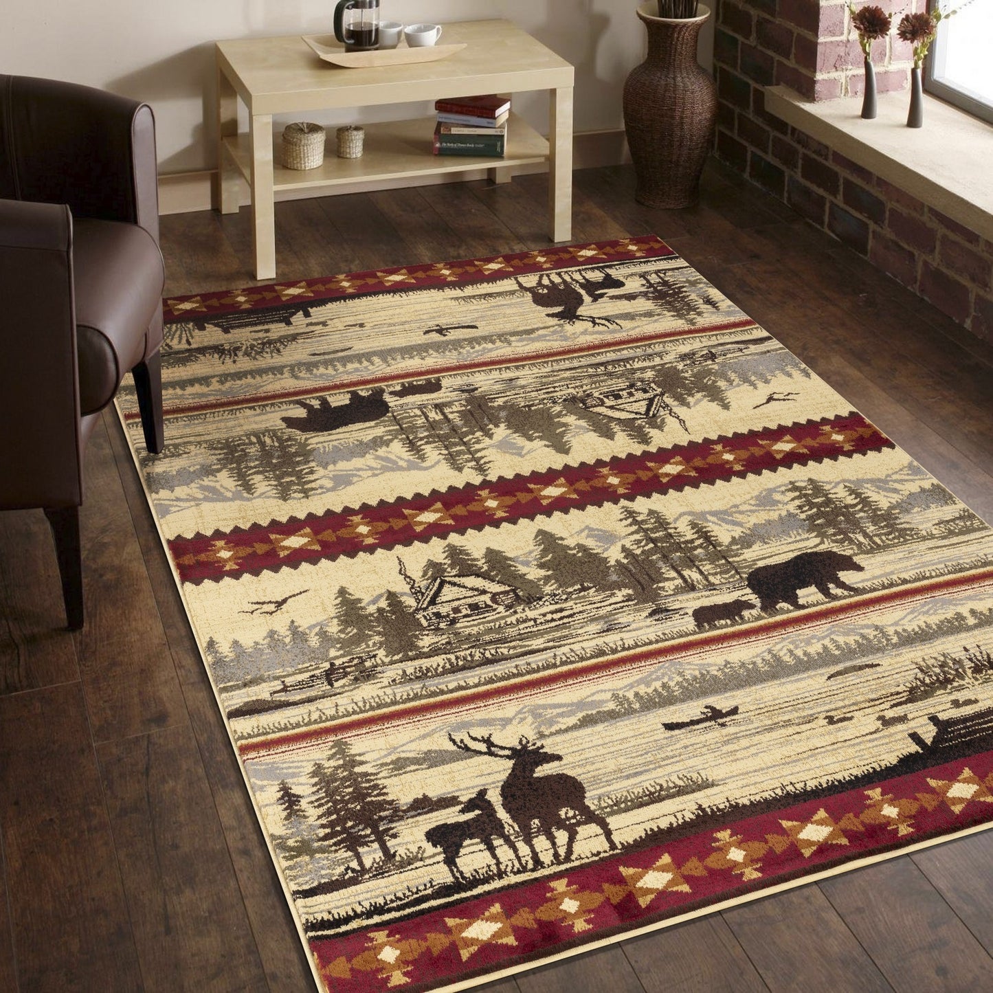 Nature's Nest GC_CBL3005 Multi 5 ft. 3 in. x 7 ft. 3 in. Lodge Area Rug