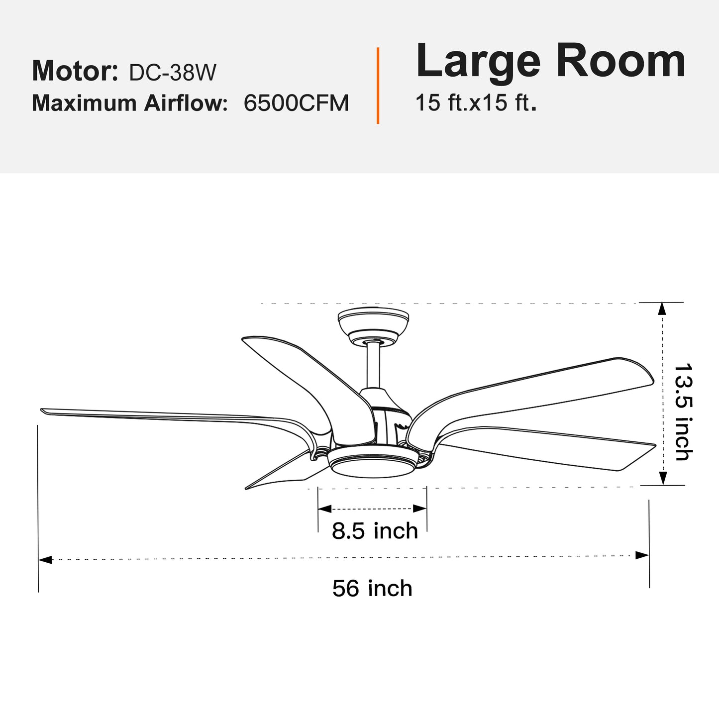 Smart 56" Integrated LED Ceiling Fan with  Antique Brown Blades in Matte Black Fan Body Finish