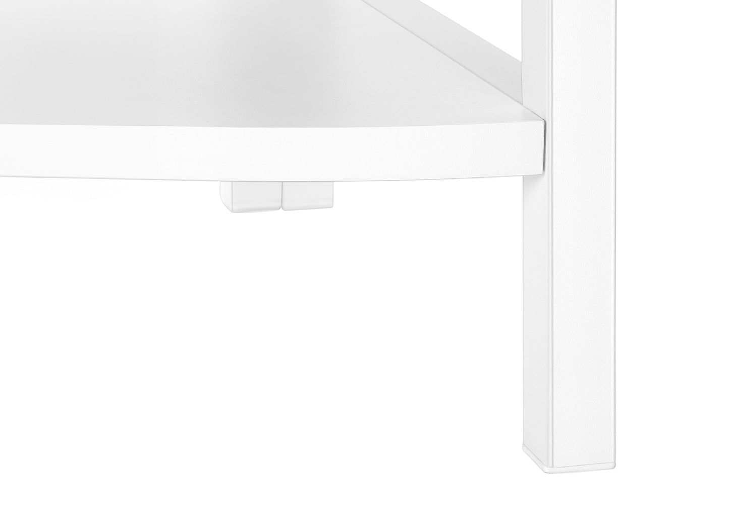 Bookshelf, Bookcase, Etagere, Corner, 4 Tier, 60"h, Office, Bedroom, White Laminate, White Metal, Contemporary, Modern