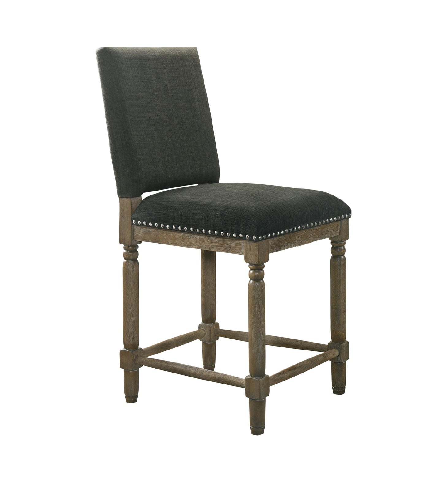 Everton 19.5" Gray Fabric Counter Height Chair with Nailhead Trim