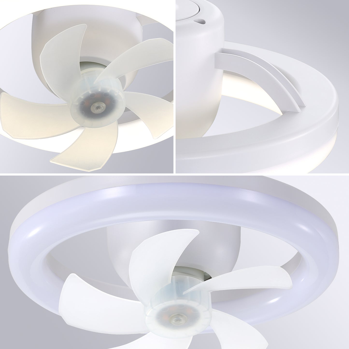 Socket Ceiling Fan with Light and Remote 360° Rotating Ceiling Fan 3 Colors and 3 Wind Speeds