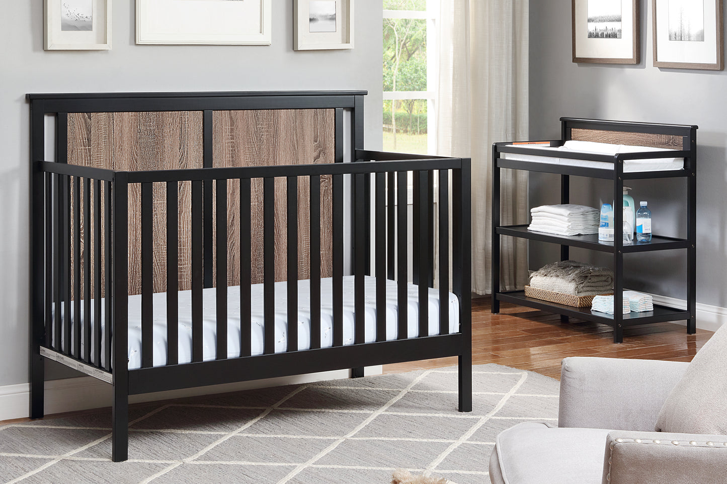 Connelly 4-in-1 Convertible Crib Black/Vintage Walnut