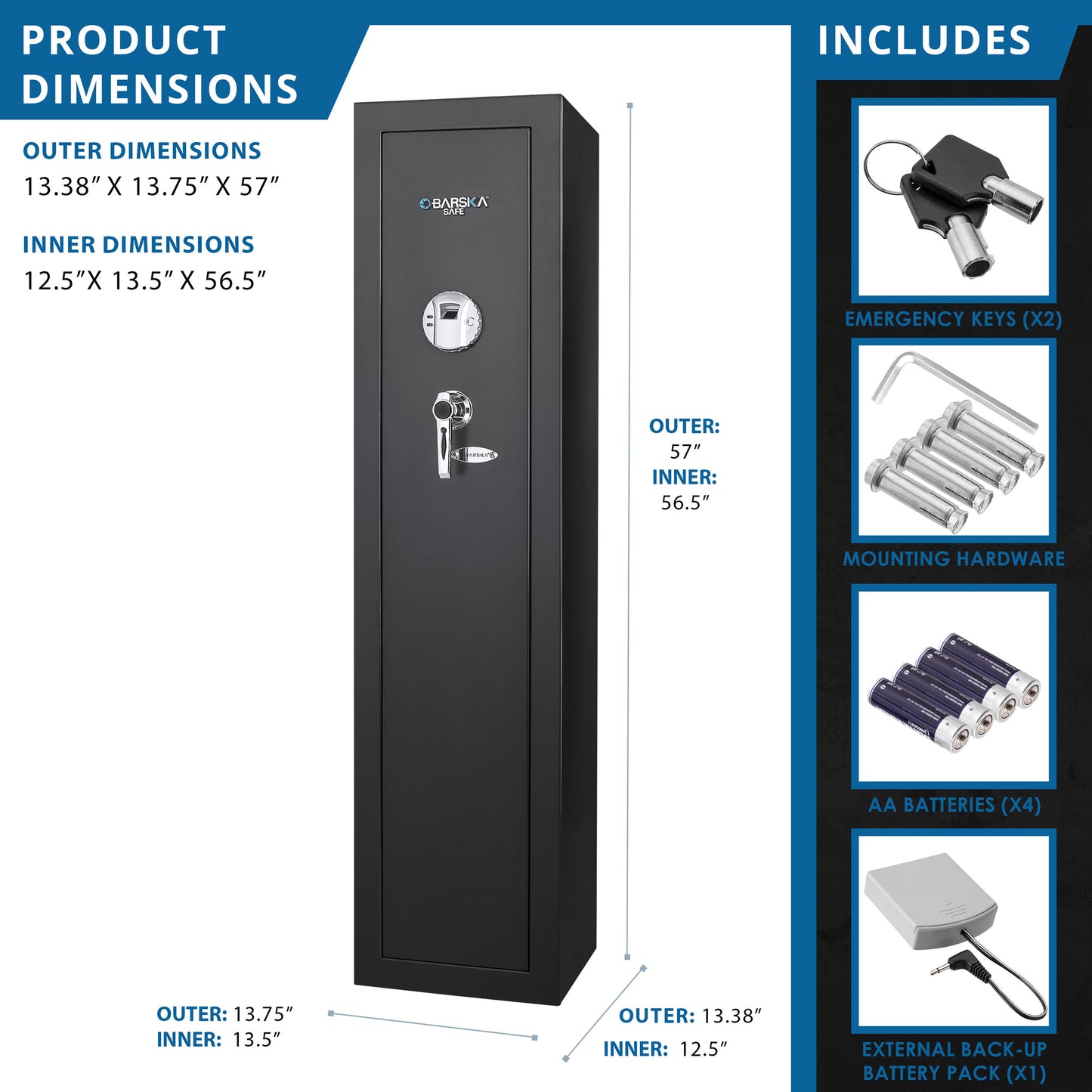 5.51 CUBIC FT TALL BIOMETRIC RIFLE SAFE