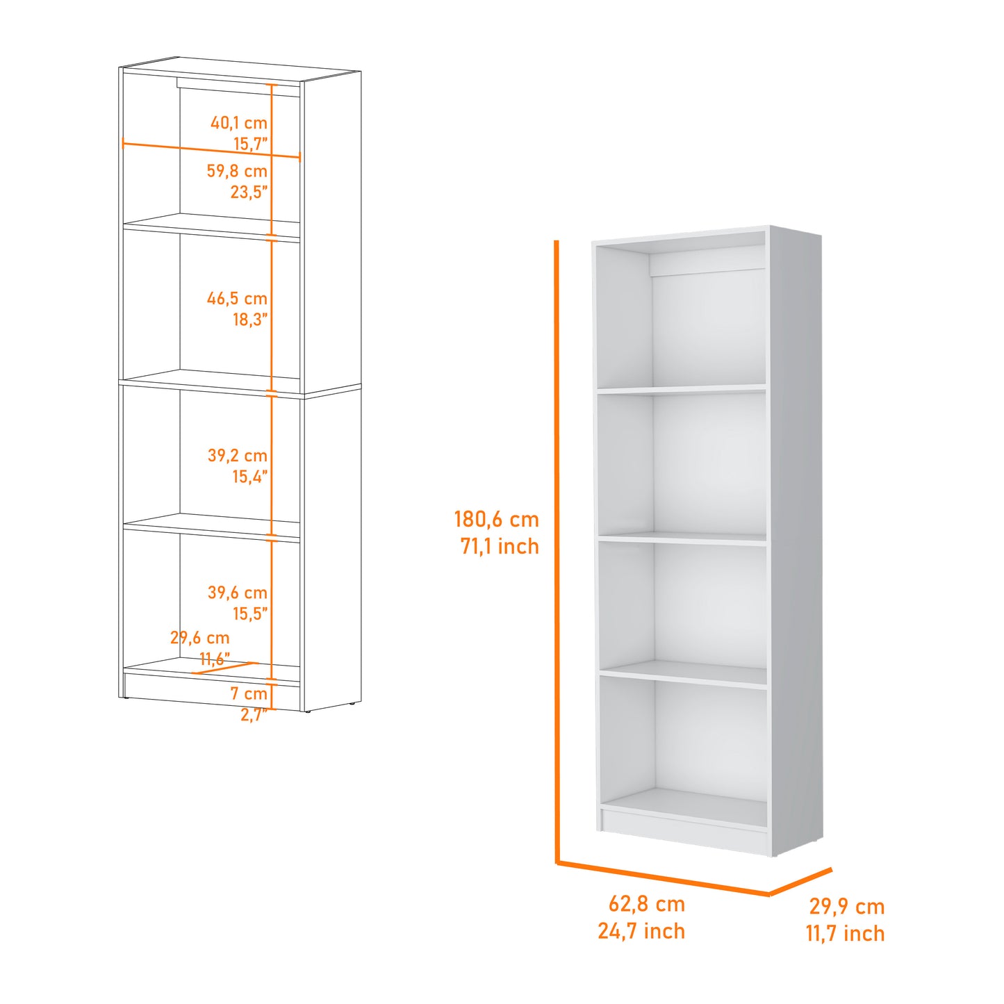Sutton Bookcase with Tier Storage Shelves
