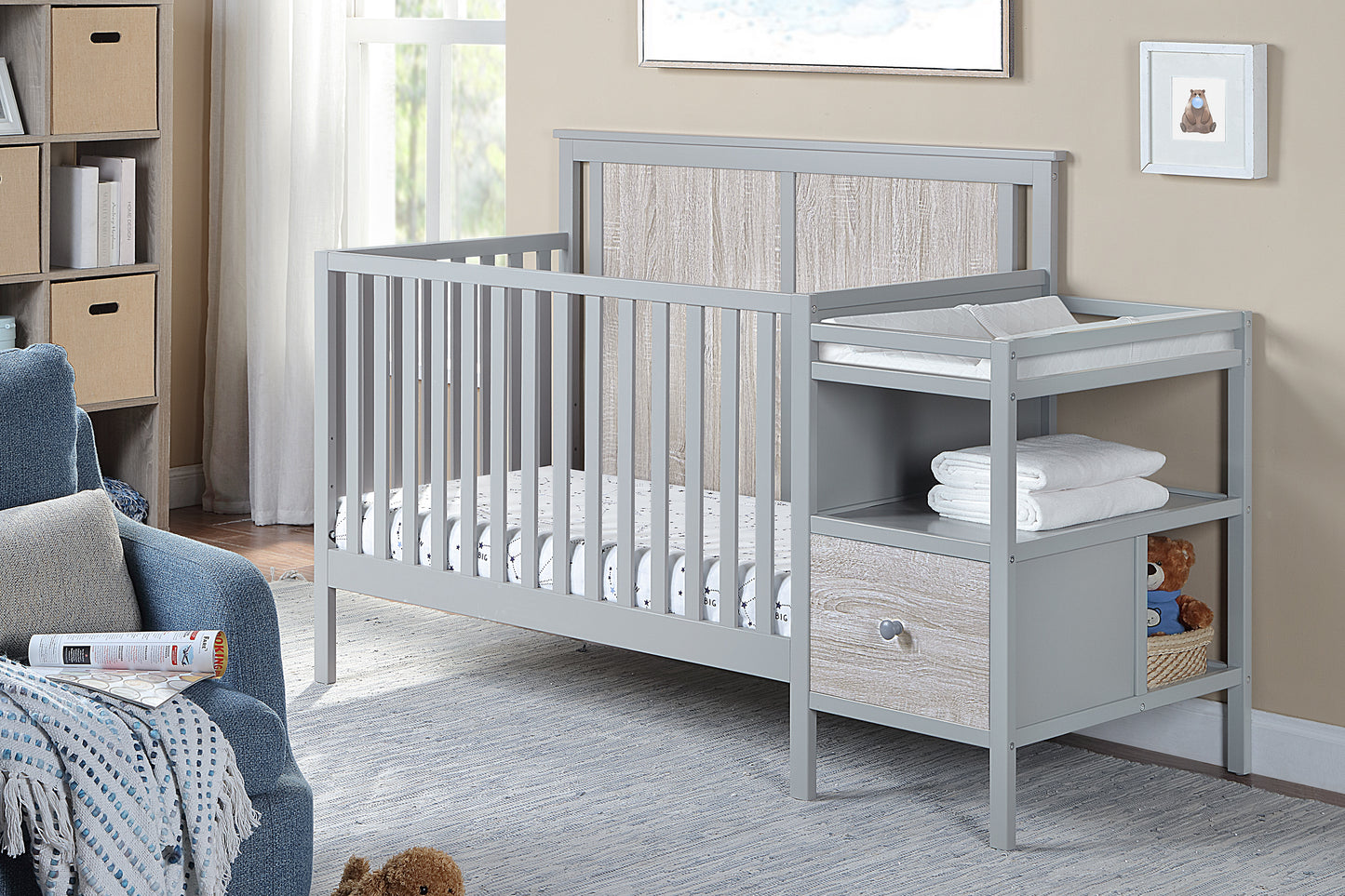 Connelly 4-in-1 Crib and Changer Combo Gray/Rockport Gray