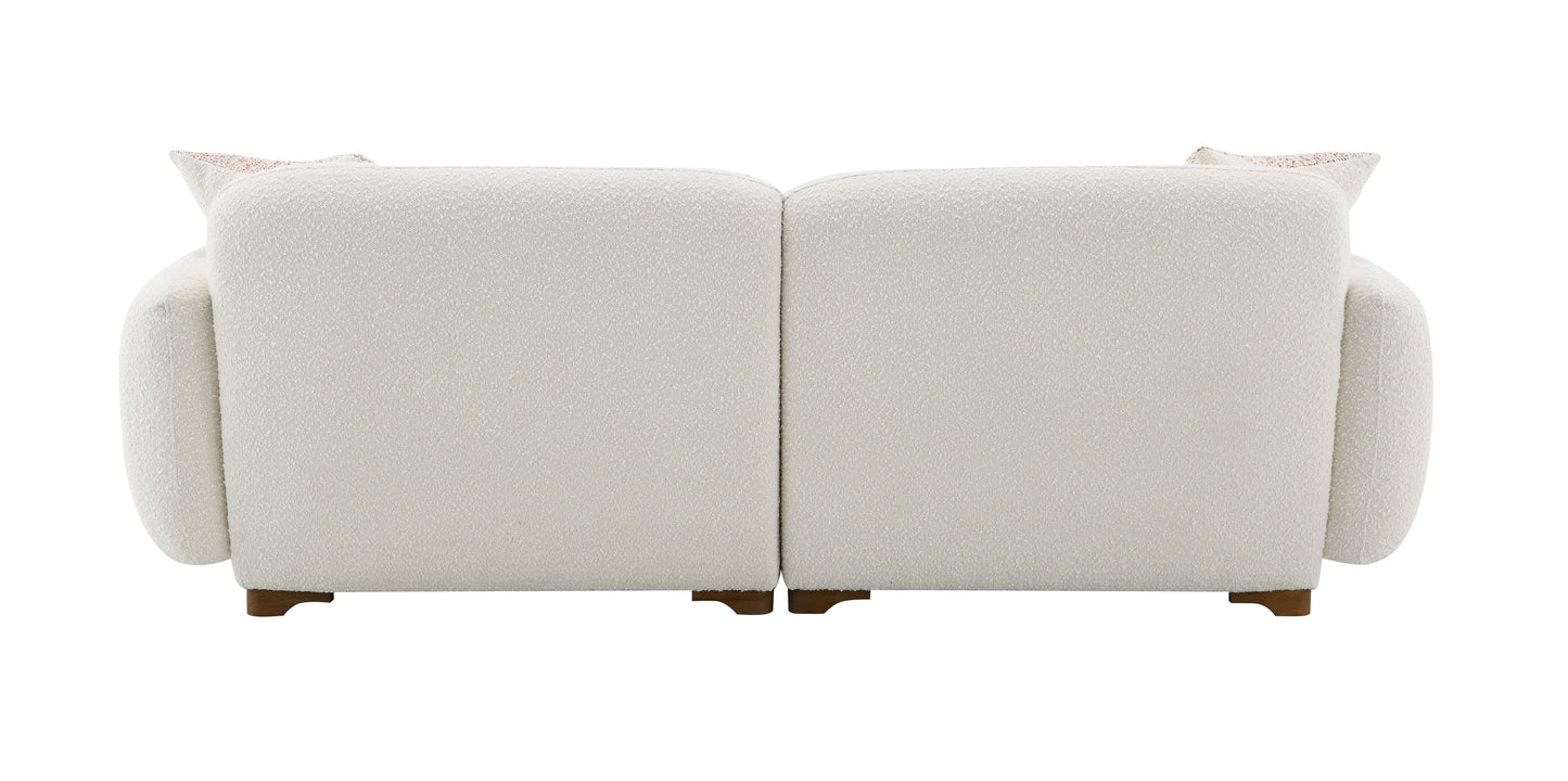 Darius Beige Boucle Sofa with 2 Toss Pillows