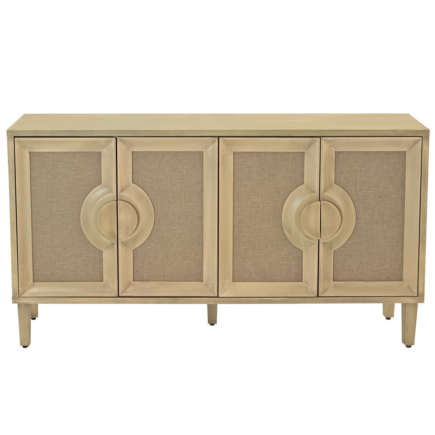 59.84"Elegant Vintage 4-Door Cabinet with Linen Decorated Doors,for Bedroom,Living Room,Office,Easy Assembly