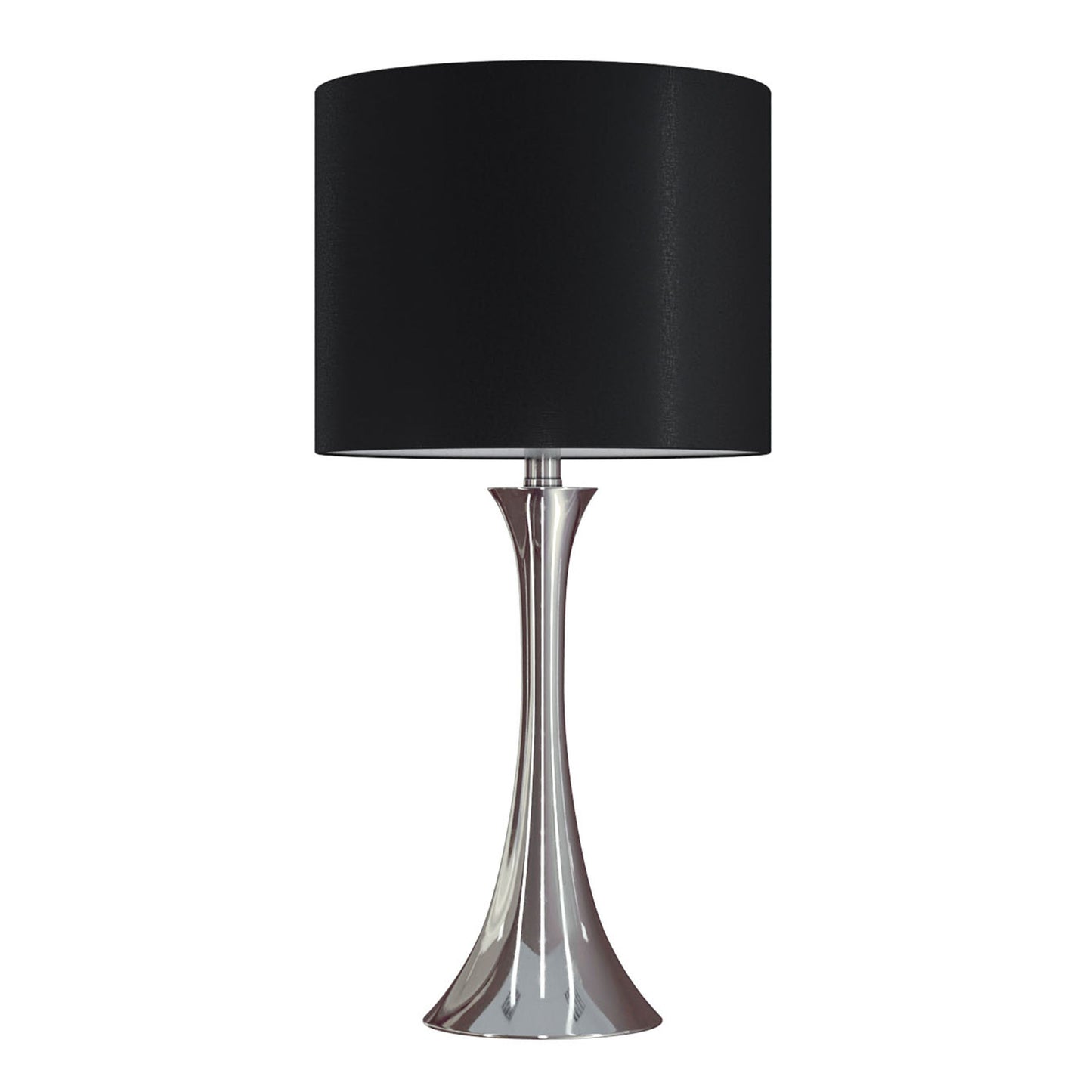 Lenuxe 24" Contemporary Metal Table Lamp in Polished Nickel with Black Silk-like Shade from Grandview Gallery by LumiSource - Set of 2