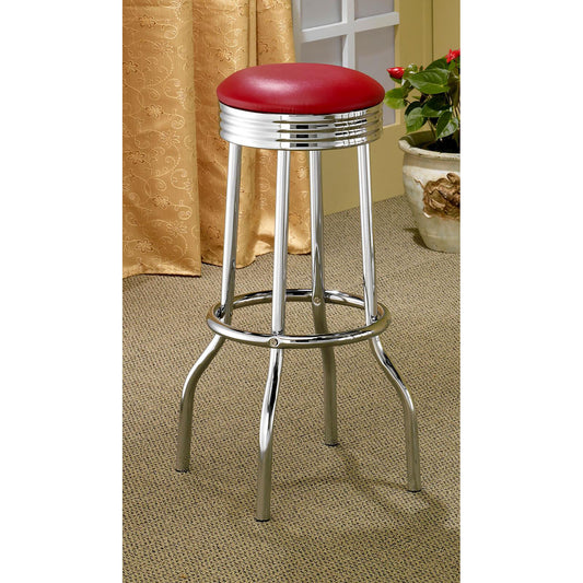 Red and Chrome Bar Height Stool (Set of 2)