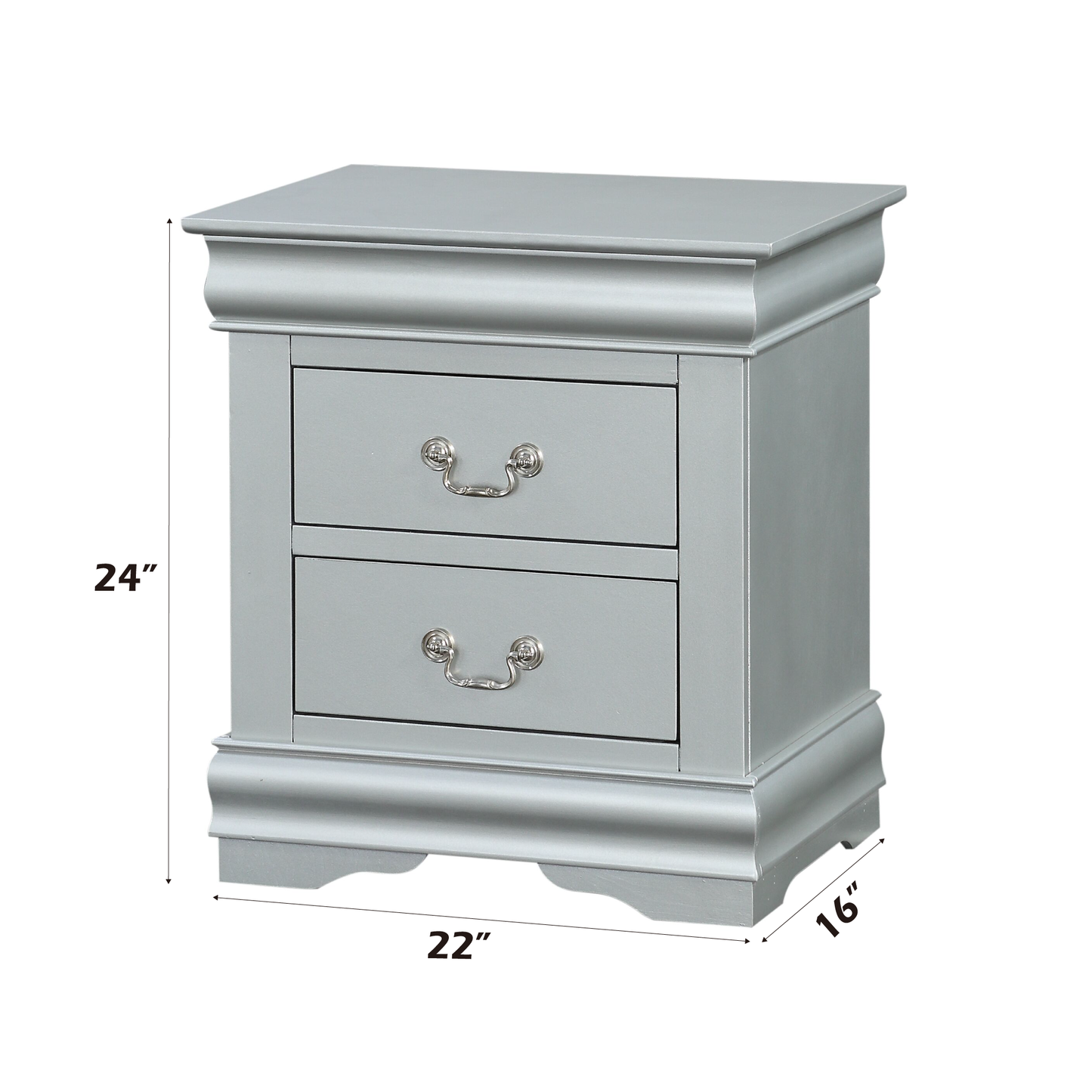 Louis Philippe III Platinum Finish Nightstand