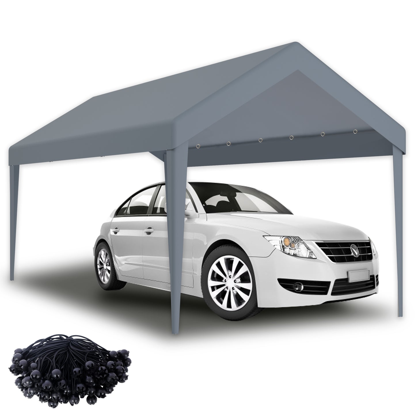 10x20ft Carport Replacement Canopy Cover, Waterproof & UV Protected Tarp with 72 Elastic Buckles Suit for Garage Shelter, Frame is Not Included,grey