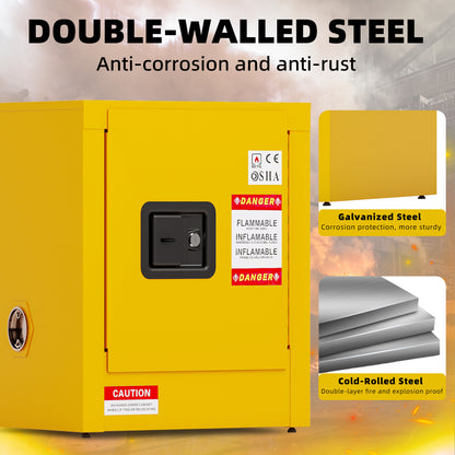 Flammable Safety Cabinet, Galvanized Steel, Laboratory Cabinets Explosion-Proof Cabinets Anti-Corrosion Chemical Reagents Instruments Protection Supplies Cabinet