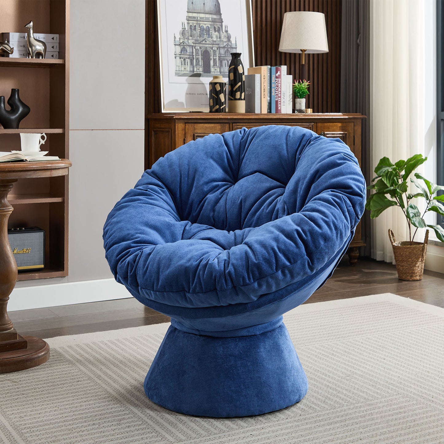 Oversized Swivel Accent Chair, 360 Swivel Barrel Chair, Papasan Chair for Living Room Bedroom