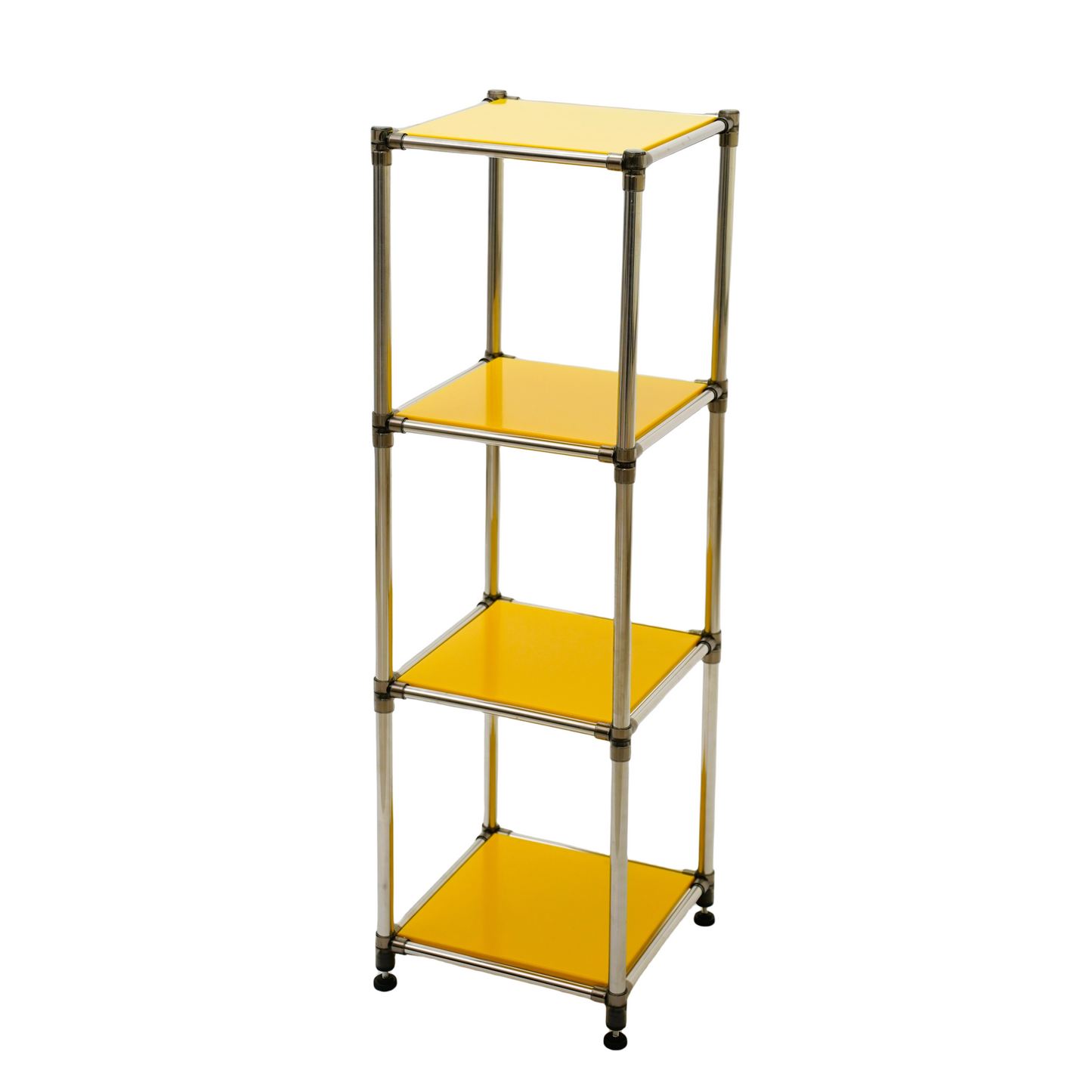 Korean Yellow 4-Tier Heavy Duty Stainless steel Storage Shelving Unit, 100lbs/shelf (49"H x 14.9"W x 13.7"D) for Indoor/Outdoor Organization , Modular Rack,  Extremely Durabl