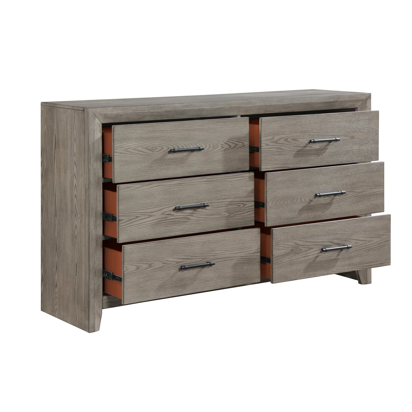 Modern Sleek Gray Finish 6-Drawers Dresser Durable Wooden Bedroom Furniture 1pc