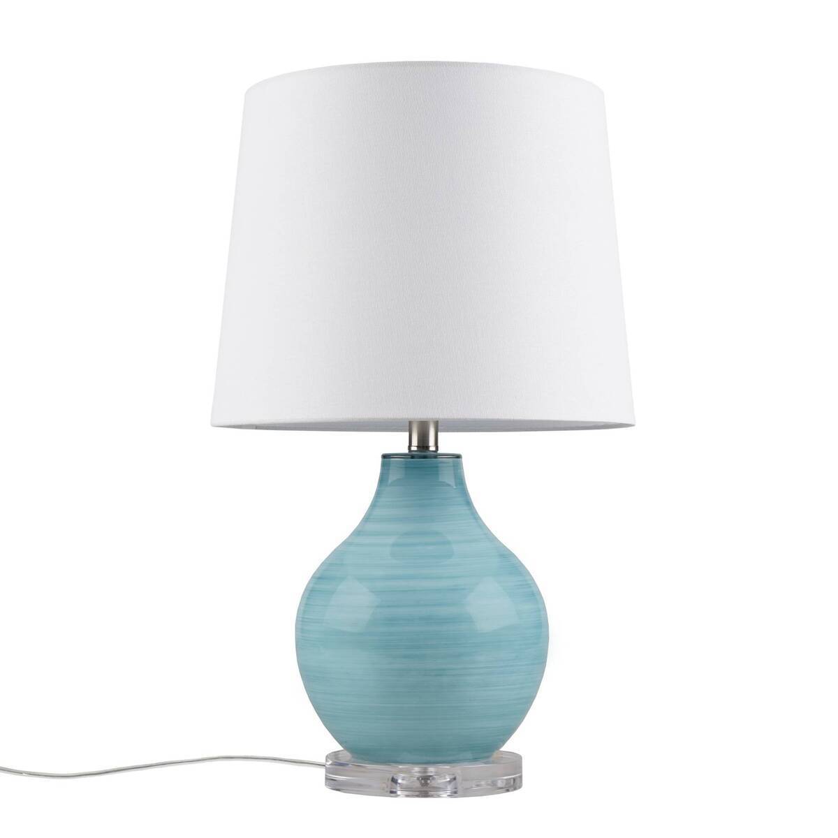 Blue Aqua Swirl Blown Glass Table Lamp