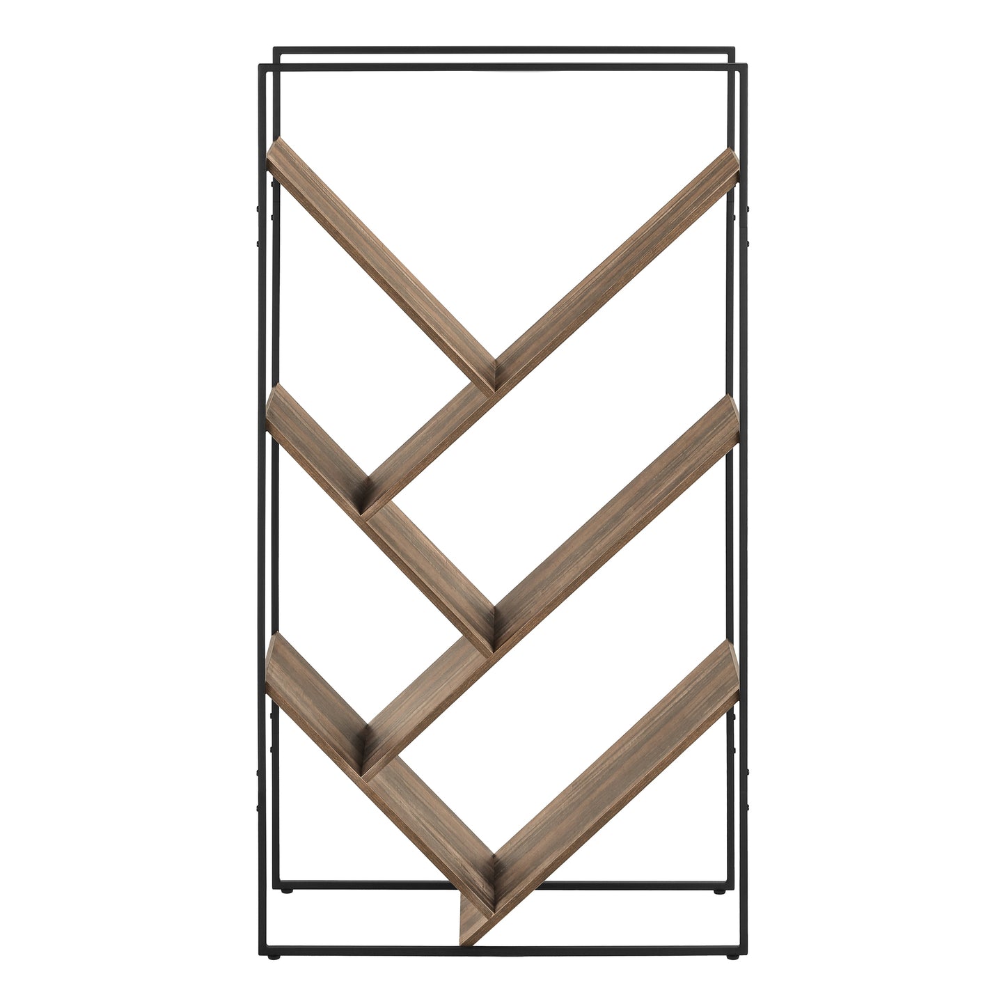 Bookshelf, Bookcase, Etagere, 3 Tier, 60"h, Office, Bedroom, Black Laminate, Black Metal, Contemporary, Modern