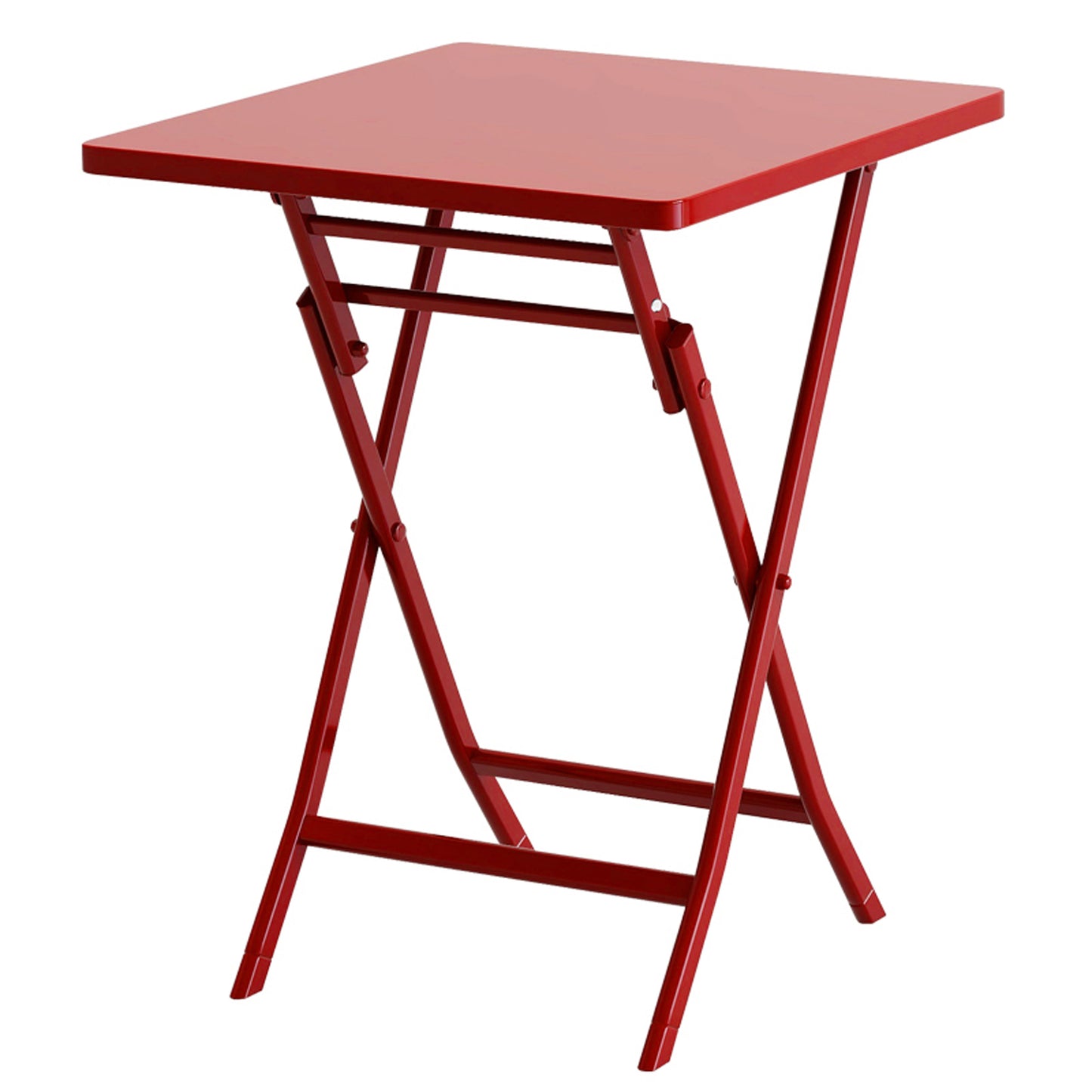 3 Piece Patio Bistro Set of Foldable Square Table and Chairs, Red