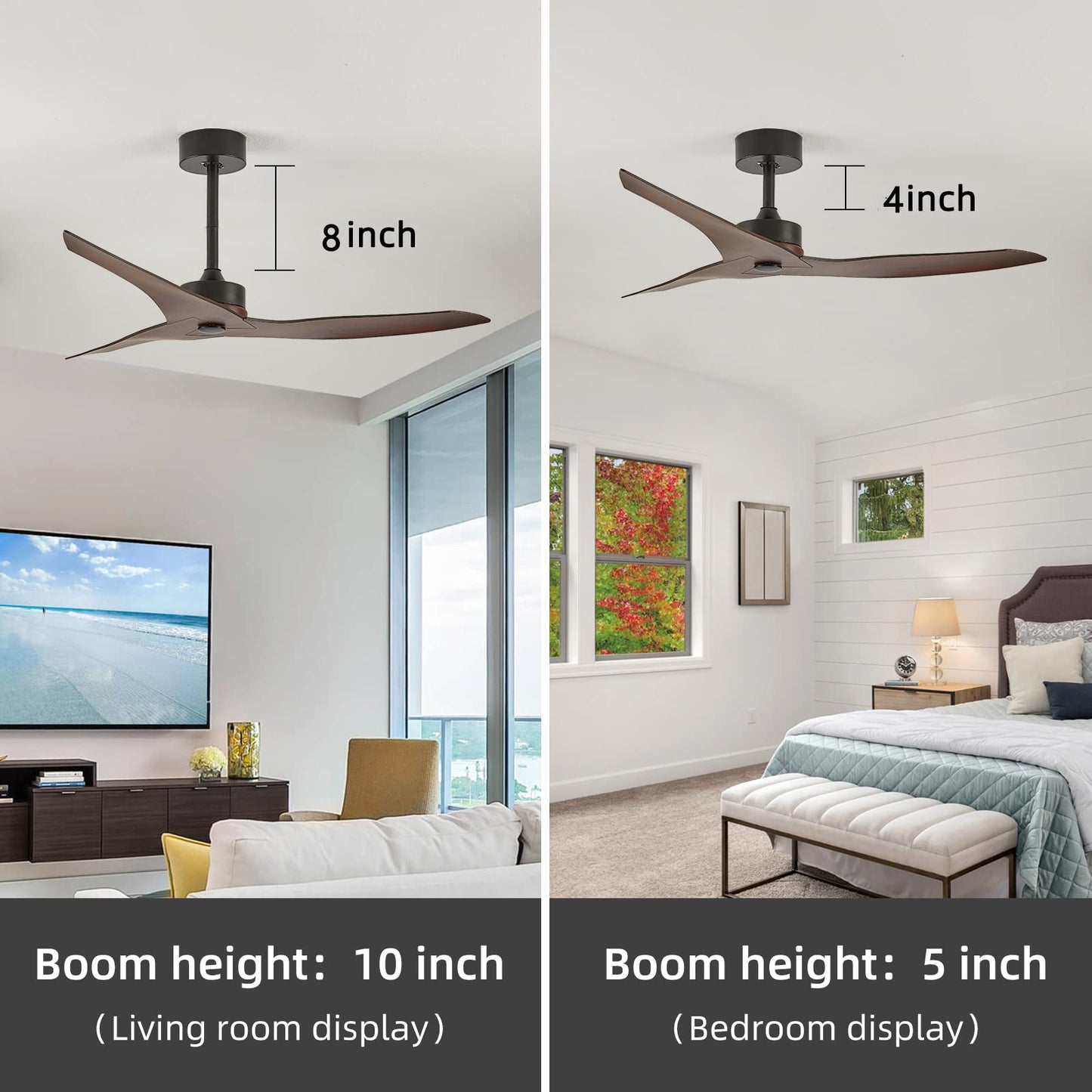 52" Outdoor Ceiling Fan Without Light with Remote Control ,3 ABS Blades Farmhouse Ceiling Fan 6-speed Reversible DC Motor Modern Ceiling Fan for Living Room, Bedroom, Kitchen