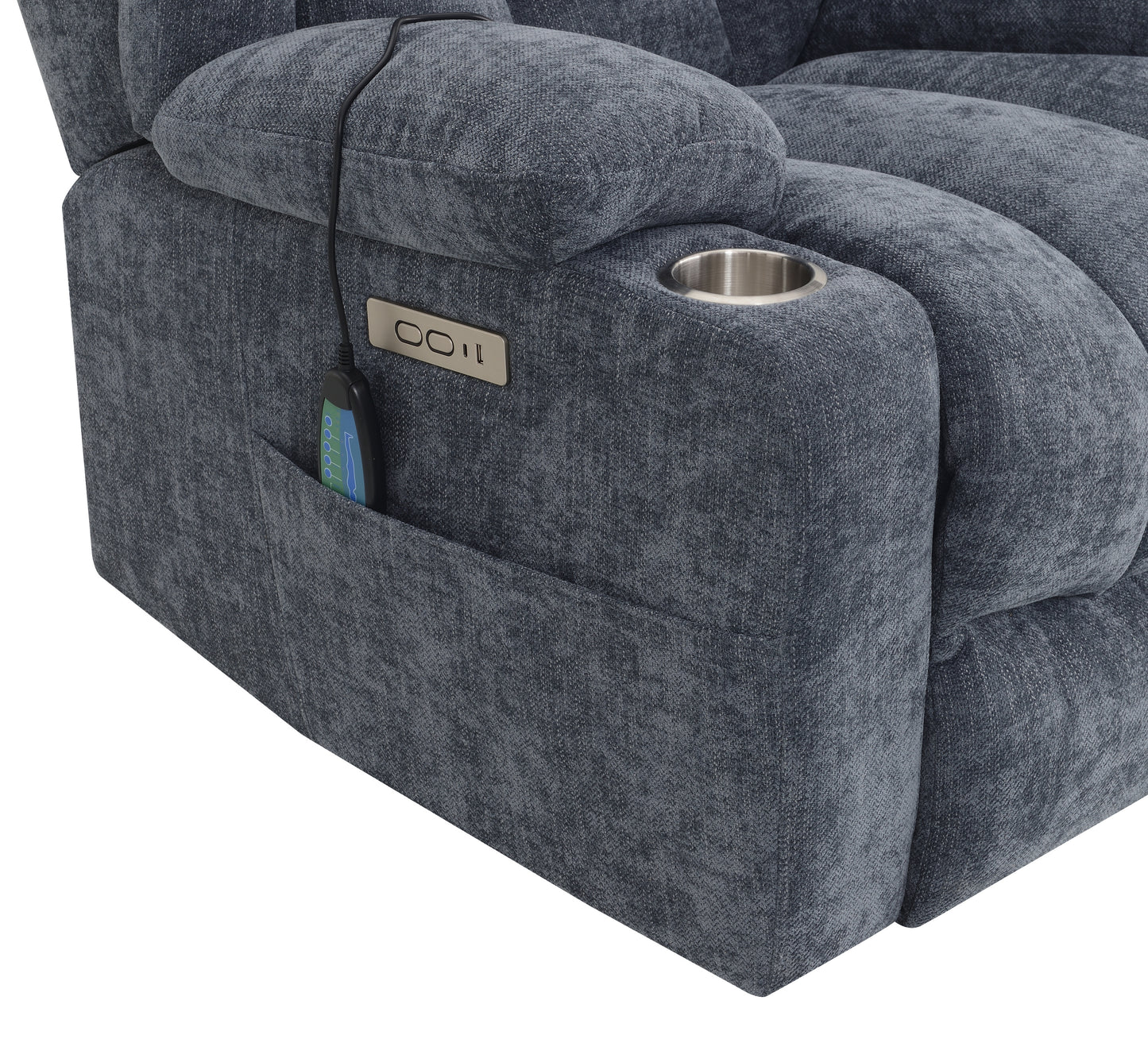 Blue Power Lift Recliner with Heating and Massage