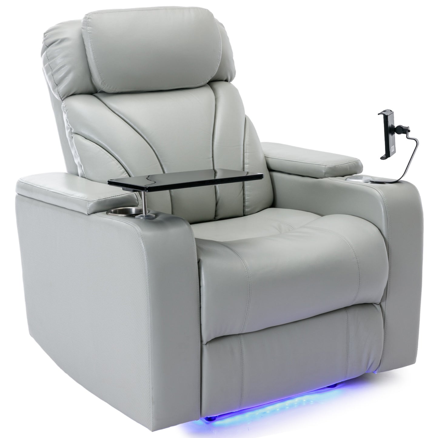 Power Motion Recliner Electric Power Recliner with USB Charging Port, Hidden Arm Storage, Convenient Cup Holder and Bluetooth Speaker, Light Grey(Old Sku:SG000800AAE)