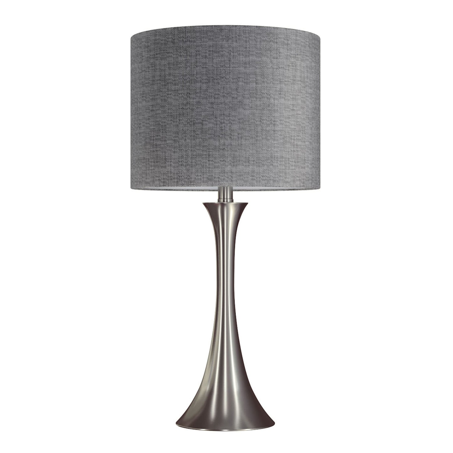 Lenuxe 24" Contemporary Metal Table Lamp in Brushed Nickel with Grey Textured Linen Shade from Grandview Gallery by LumiSource - Set of 2