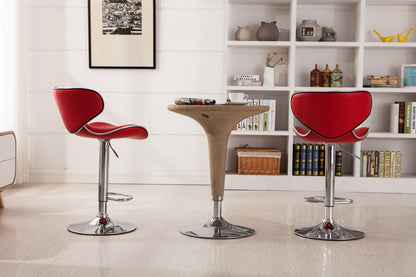 Masaccio Upholstery Airlift Adjustable Swivel Barstool with Chrome Base, Set of 2, Red