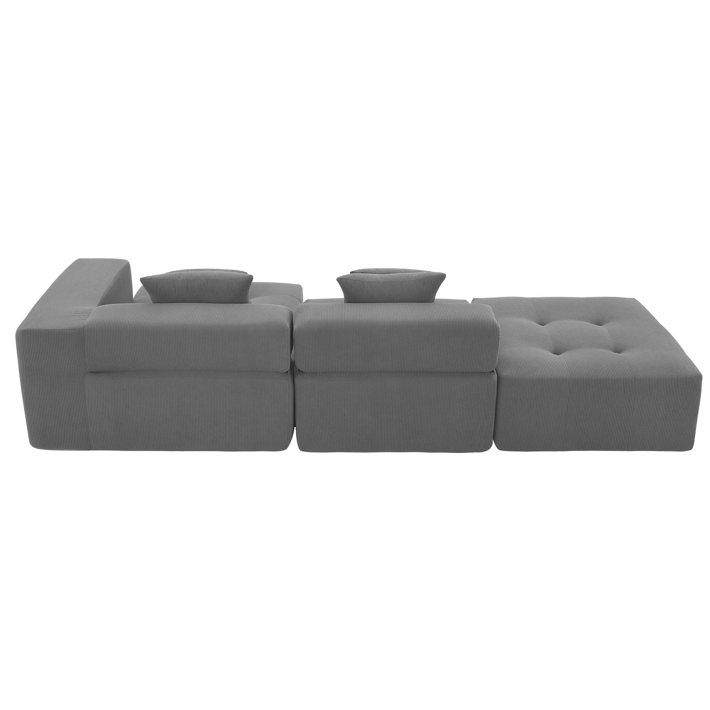 105.5''L Shaped Modular Sectional Sofa,Minimalist Corduroy Floor Couch Set,Convertible Foam-Filled Cloud Compressed Couch for Living Room,3 PC Free Combination,No Assembly Required,3 Colors