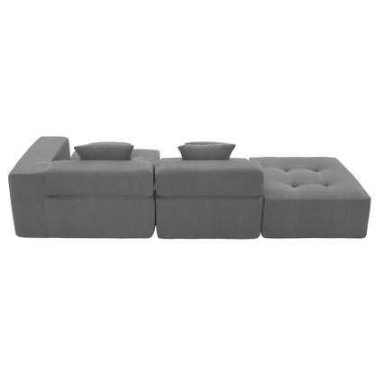 105.5''L Shaped Modular Sectional Sofa,Minimalist Corduroy Floor Couch Set,Convertible Foam-Filled Cloud Compressed Couch for Living Room,3 PC Free Combination,No Assembly Required,3 Colors