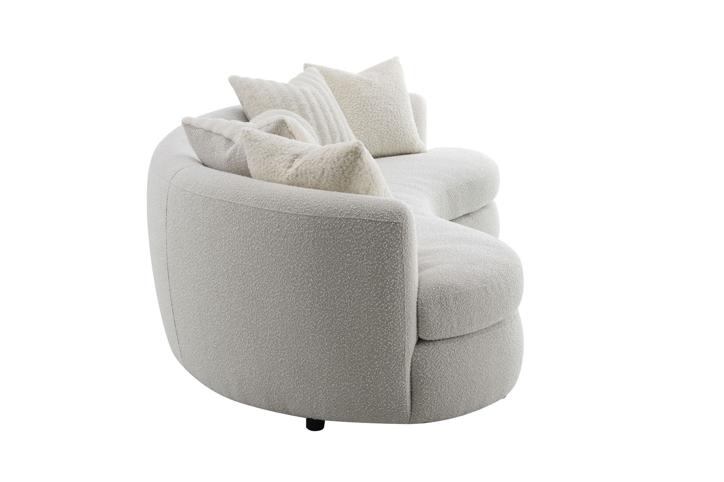 Iniko Beige Boucle Sofa with Toss Pillows