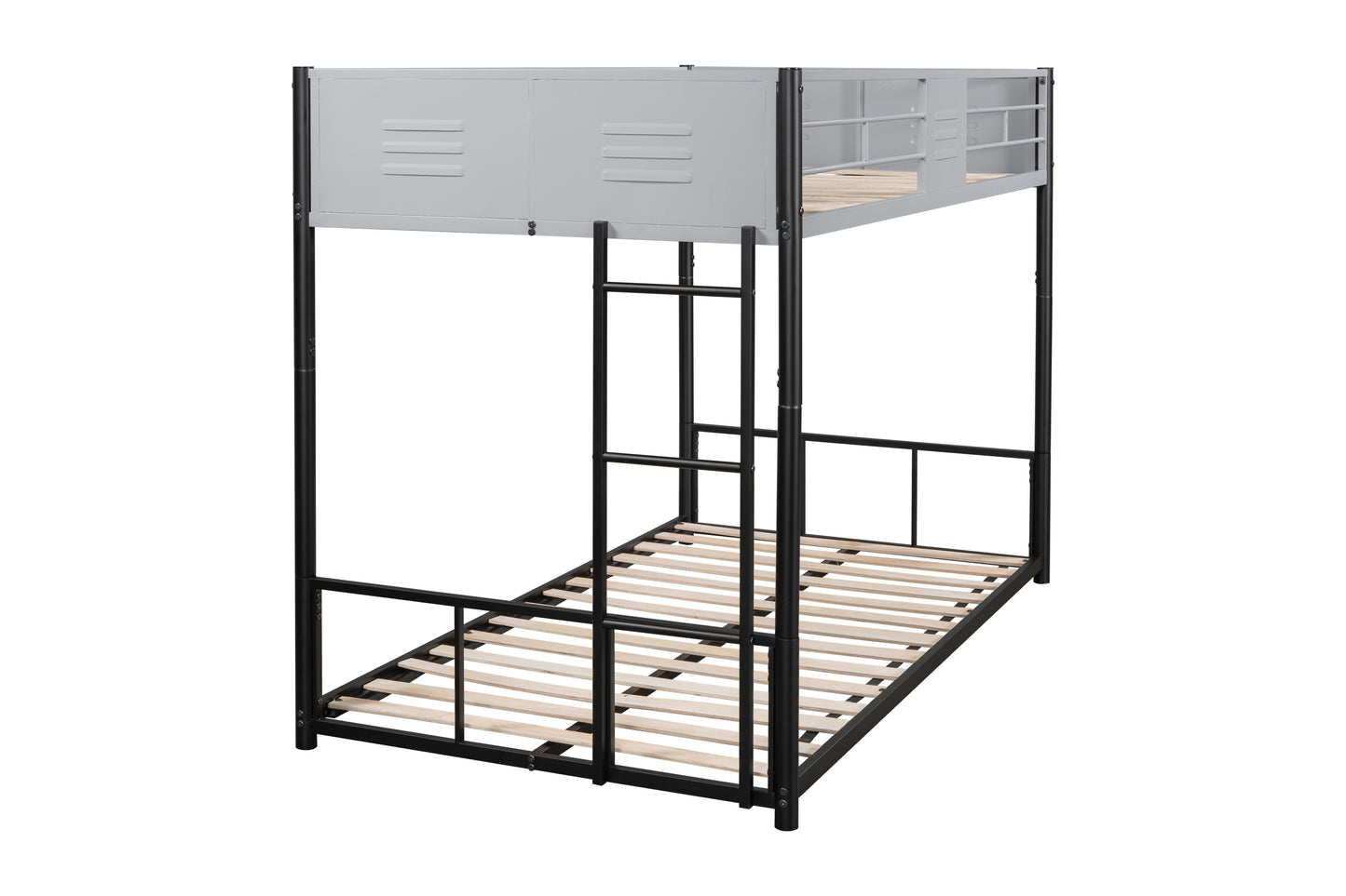 Metal Twin over Twin Bunk Bed with Vent Board/ Heavy-duty Sturdy Metal/ Noise Reduced/ Safety Guardrail/ CPC Certified