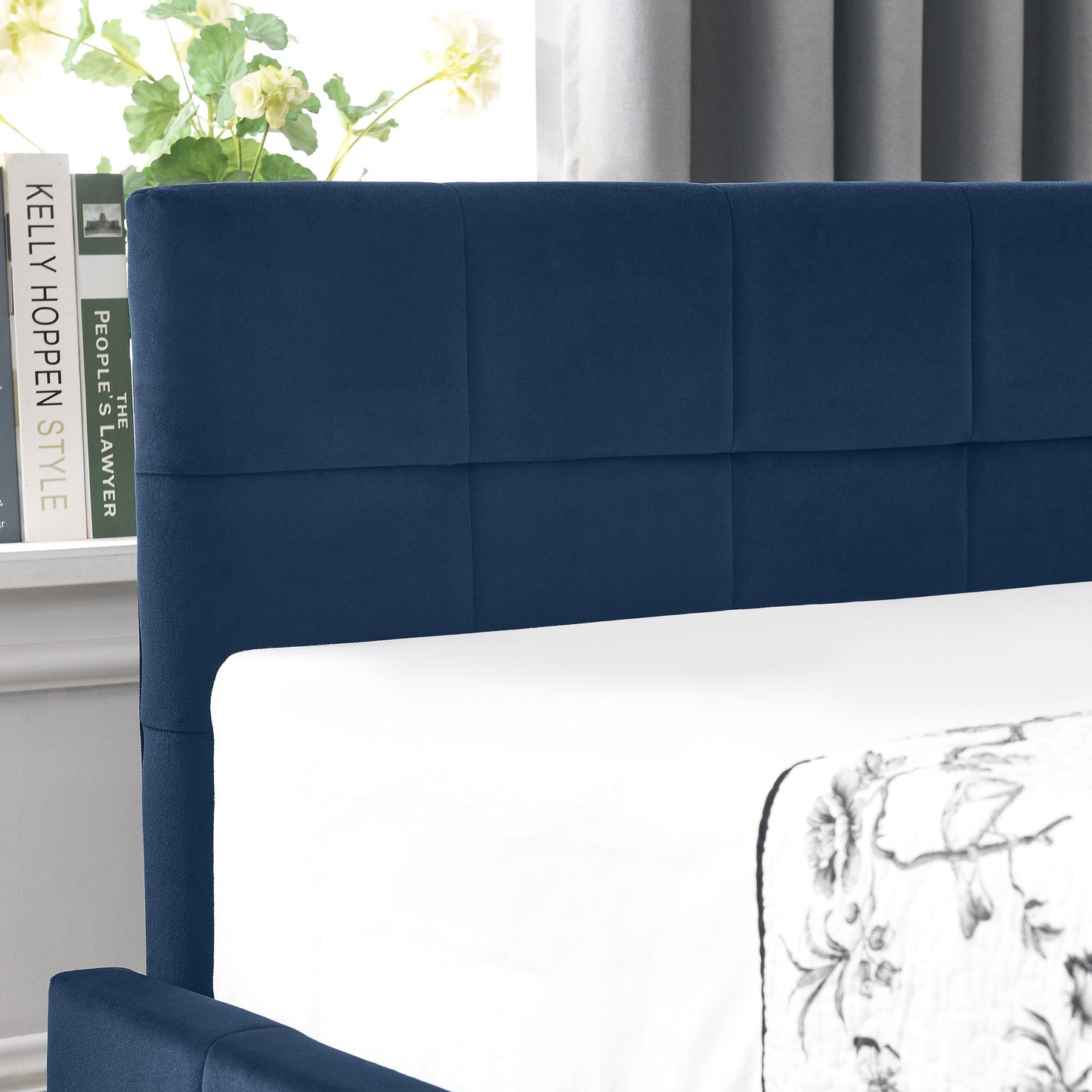 Full Size Storage Upholstered Tufted Bed Frame, Sofa Bed Frame with Comfortable Backrest and Armrests, Full Size Bed for Bedroom, Living Room,Velvet, DARK BLUE(80.5''*59''*29.5'')