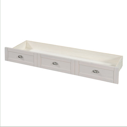 Queen Size Murphy Bed with Large Drawers,Brushed White