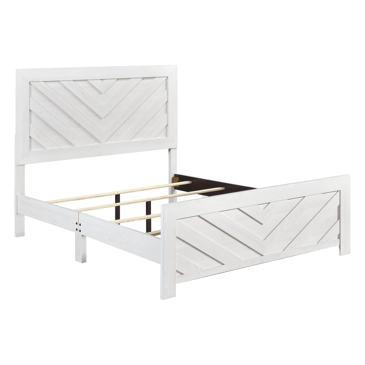 Contemporary White Finish Full Size Panel Bed Wooden Bedroom Furniture 1pc, Bed in a Box