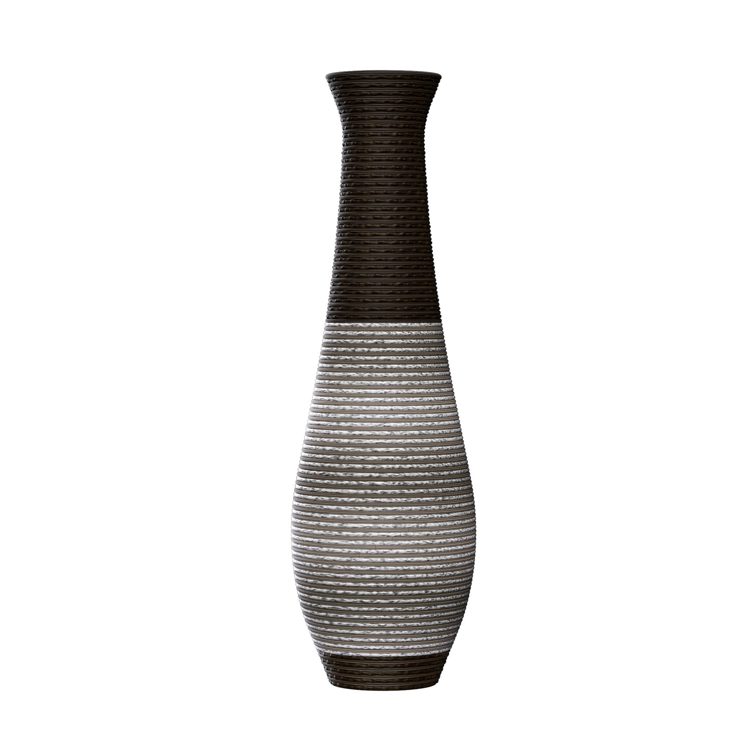 39-Inch Tall Standing Designer Floor Vase - Durable Artificial Rattan - Elegant Two-Tone Dark Brown Finish - Ideal Décor Accent for Living Room, Bedroom, Entryway - Stylish Home Décor Statement Piece
