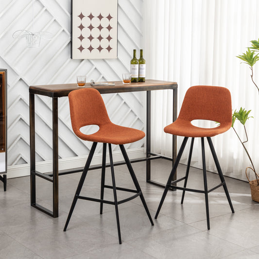 Porth Fabric Kitchen 28.25" Counter Height Stools, Set of 2, Orange