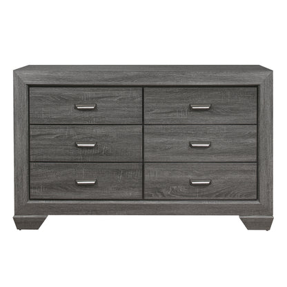 Wooden Bedroom Furniture Gray Finish 1pc Dresser of 6x Drawers Contemporary Design Rustic Aesthetic