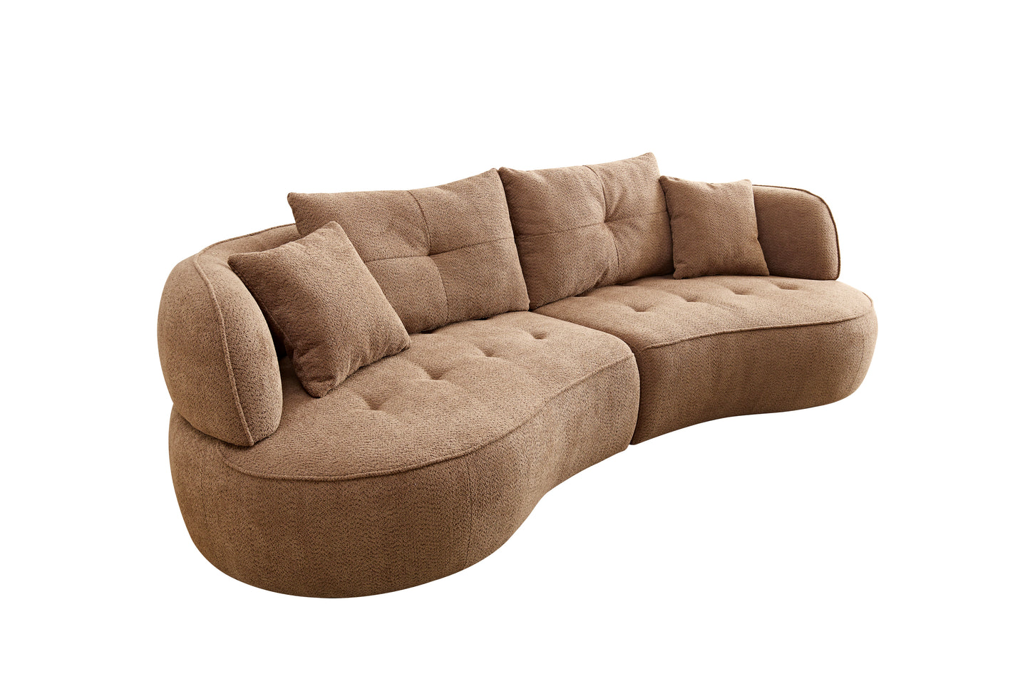 WKS7C Camel color combo sofa with detachable pillows, durable fabric, solid wood frame