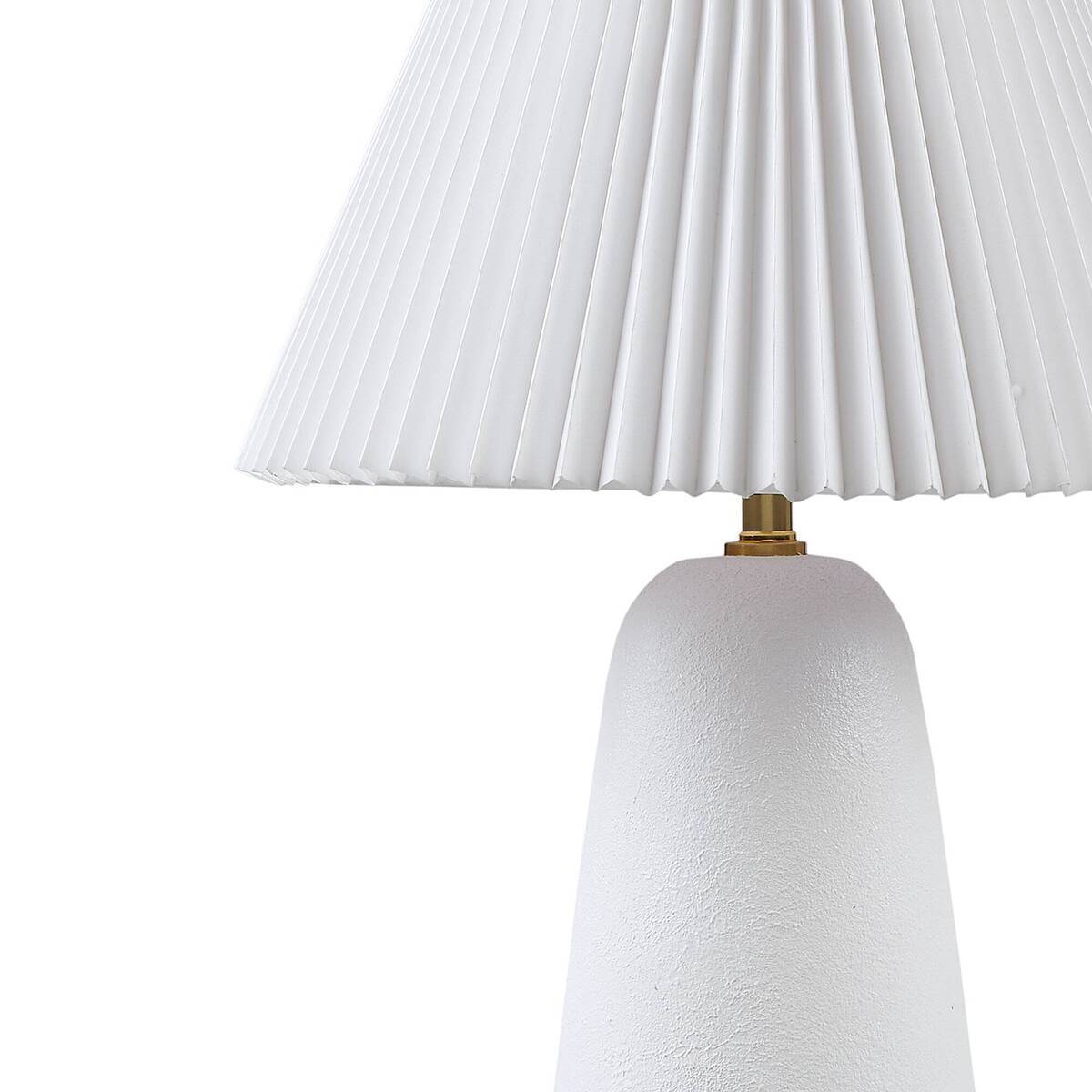 Textured Ceramic Table Lamp with Fluted Fabric Shade