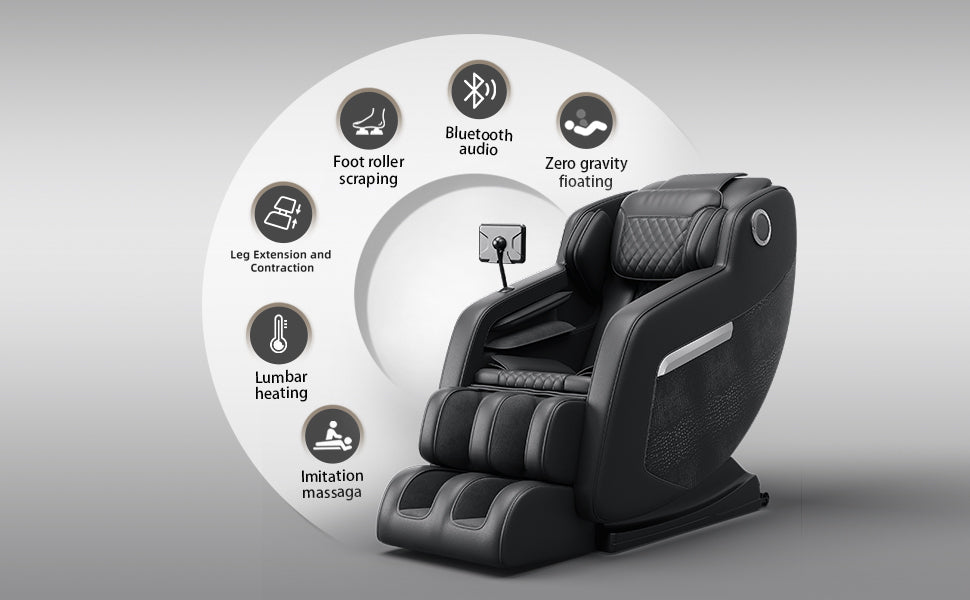 Open Massage Chair,Full Body Zero Gravity Recliner with Bluetooth, Hip Heating, Foot Massage and Air Massage System for Home Office, for mom/dad (Black)