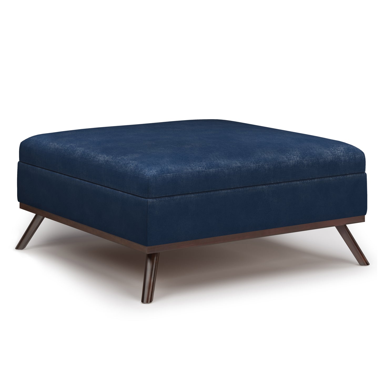 Owen - Square Coffee Table Storage Ottoman - Distressed Dark Blue
