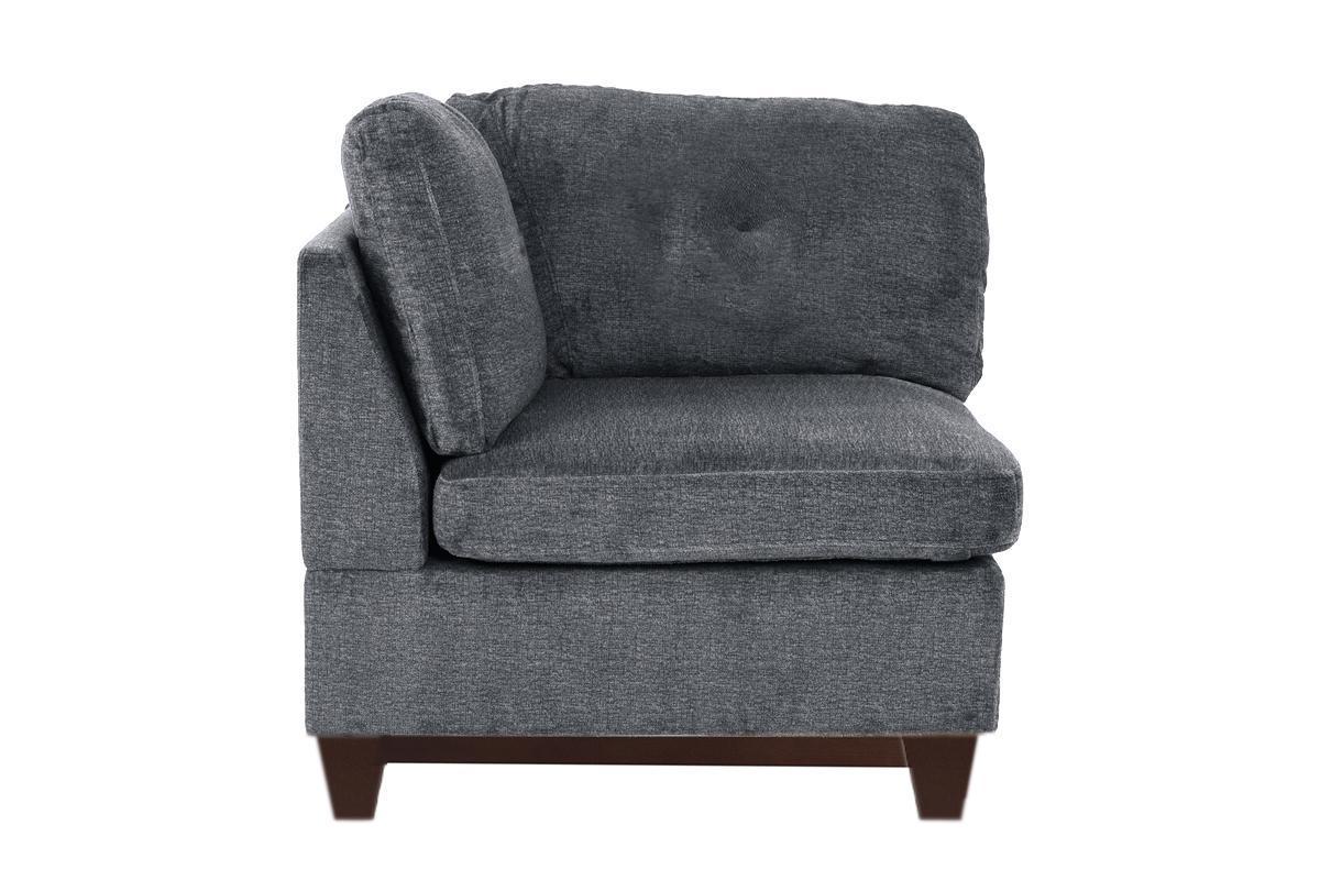 Ash Grey Chenille Fabric Modular Sectional 7pc Set Living Room Furniture U-Sectional Couch 2x Corner Wedge 3x Armless Chairs and 2x Ottomans Tufted Back