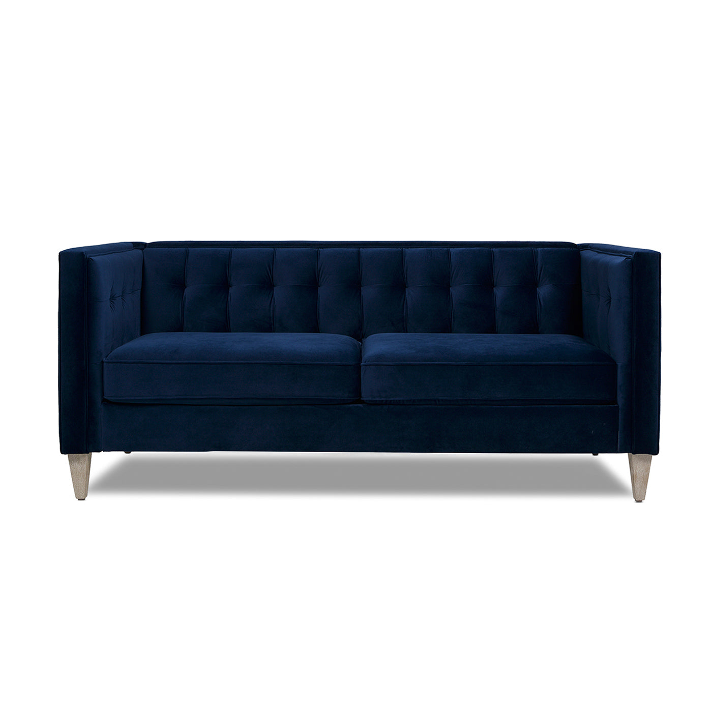 James 74" Modern Tuxedo Sofa, Navy Blue Velvet