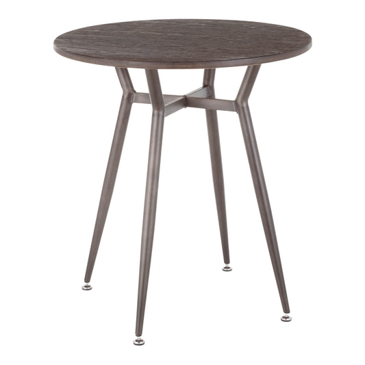 Clara Industrial Round Dinette Table in Antique Metal and Espresso Wood-Pressed Grain Bamboo by LumiSource