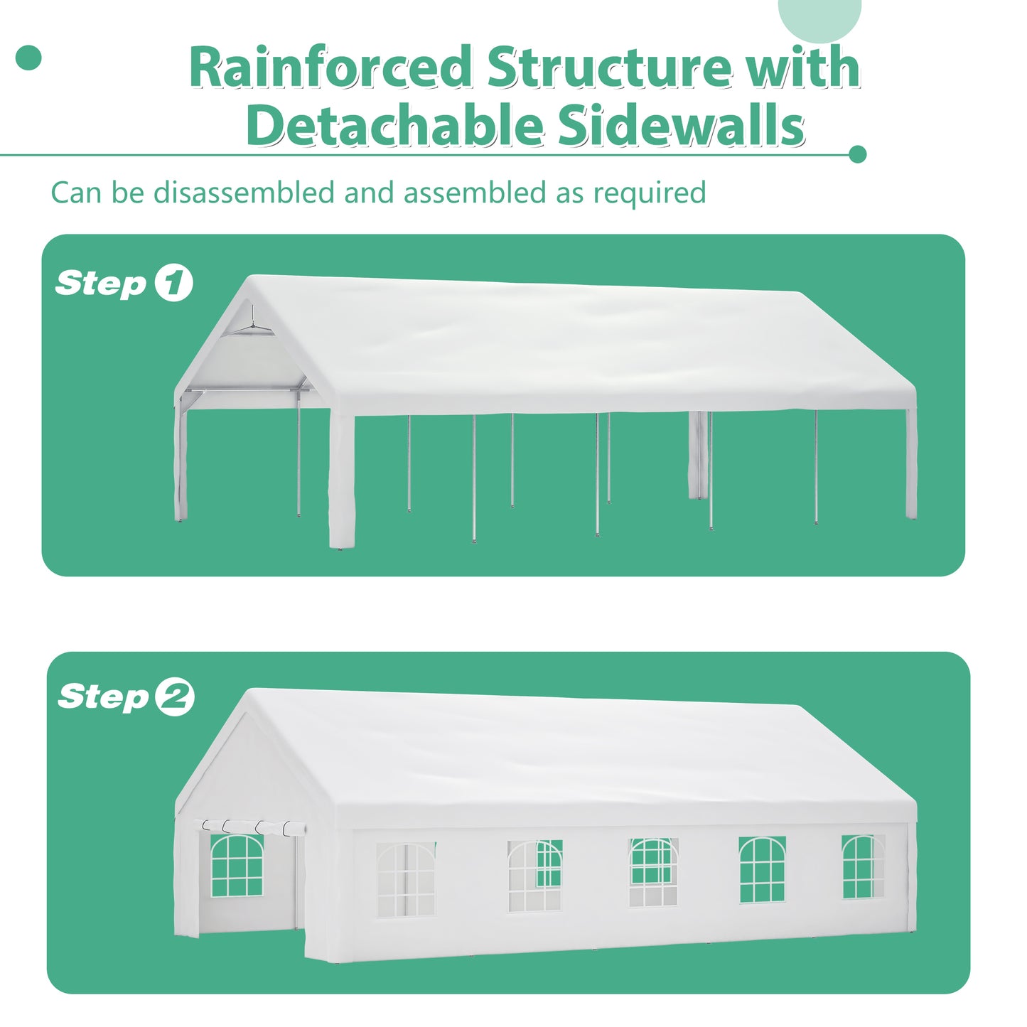 20x32FT Party Tent Heavy Duty, Large Wedding Event Shelters with 3 Storage Bags & Removable Sidewalls, Outdoor Canopy Gazebo Commercial Tents for Parties Carport Camping Garden Patio