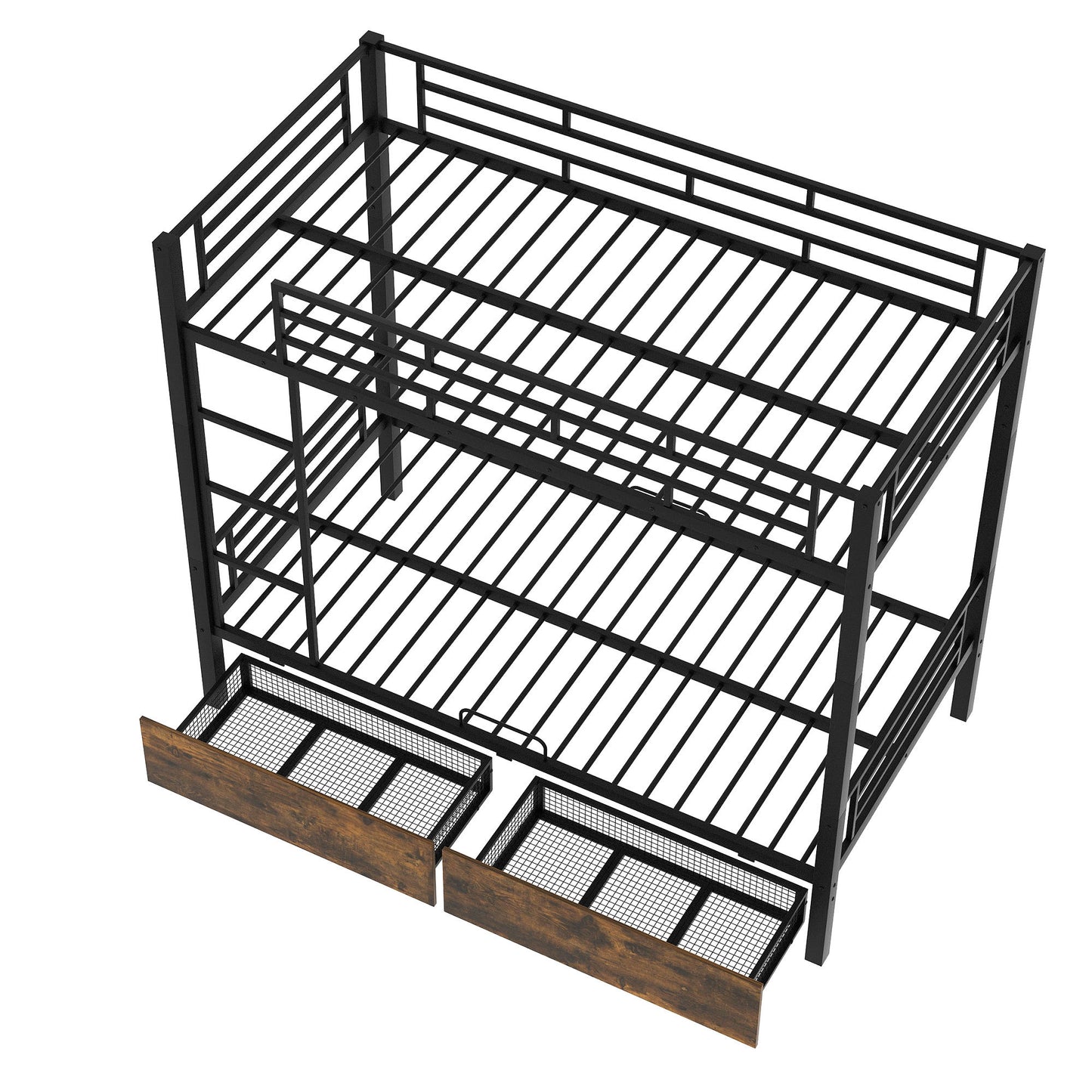 Metal Bunk Bed With drawers, Twin, Black