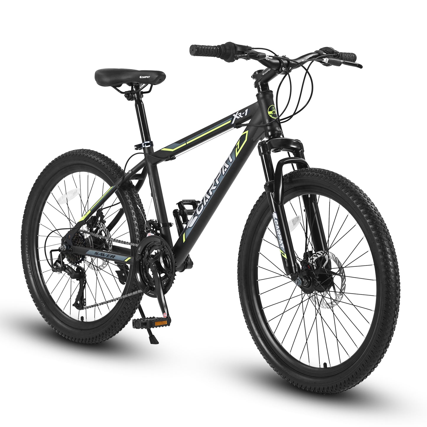 S24102  24 Inch Mountain Bike Boys Girls, Steel  Frame, Shimano 21 Speed Mountain Bicycle with Daul Disc Brakes and Front Suspension MTB